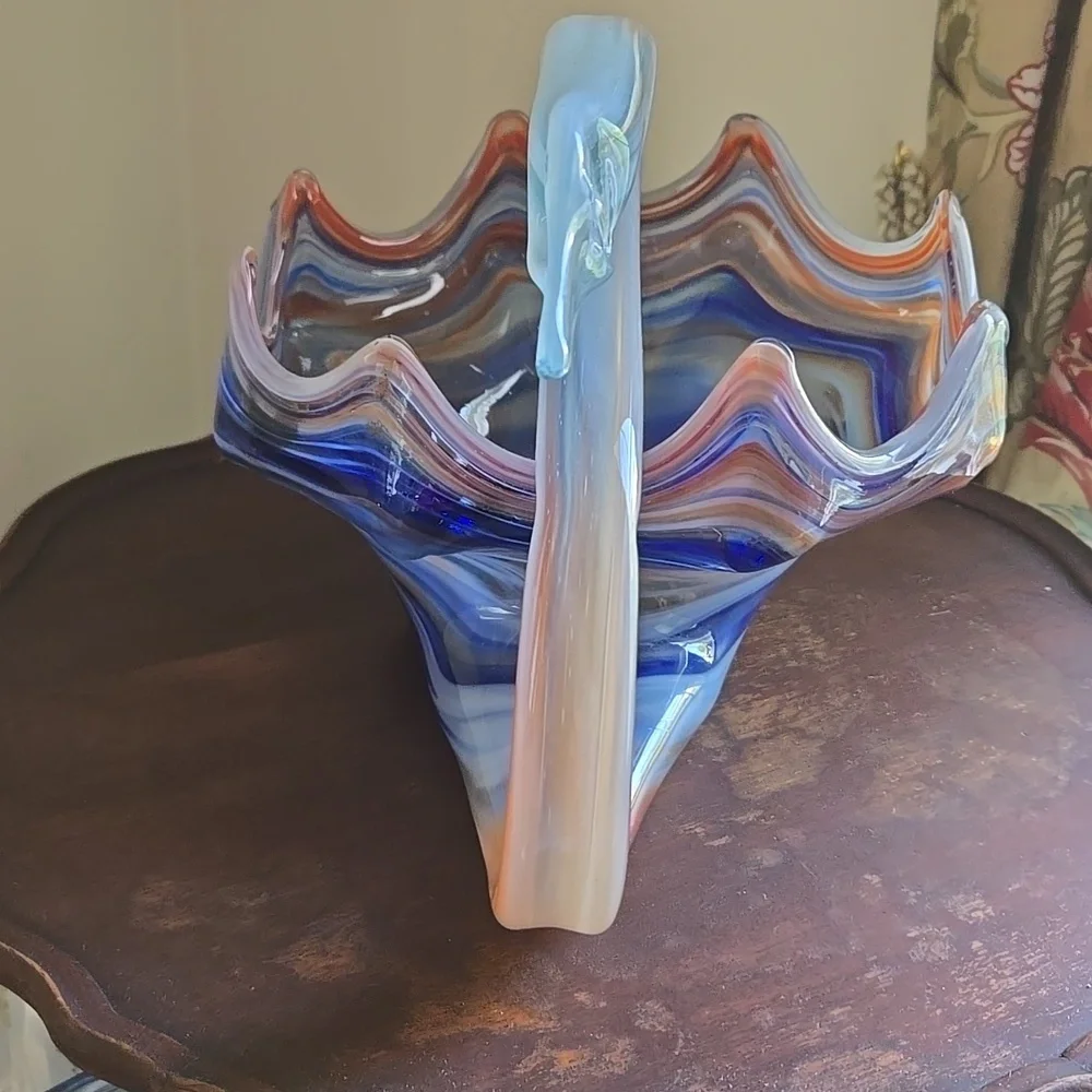 Vintage Mid Century Hand-blown Glass Swan Bowl - Picture 2 of 7